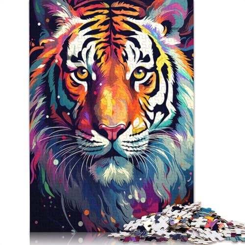 Puzzle mit 1000 Teilen Lernspiele Straßengraffiti buntes Tiger-Puzzle Holzpuzzle Familienunterhaltungsspielzeug 1000 Teile (75 x 50 cm) von wuzihanptpt