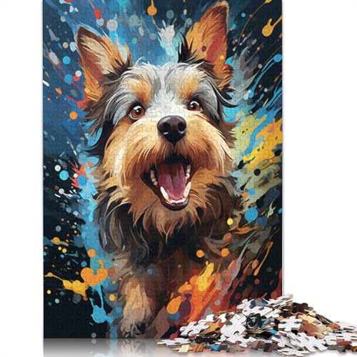 Puzzle mit 1000 Teilen Lernspiele farbenfrohe Zeichnung eines Terriers Papierpuzzle Familienunterhaltungsspielzeug 1000 Teile (38 x 26 cm) von wuzihanptpt