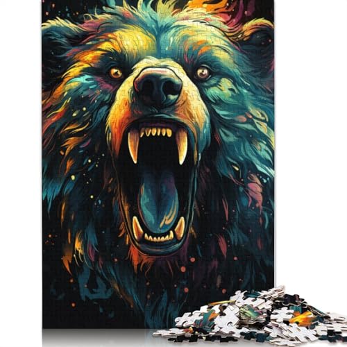 Puzzle mit 1000 Teilen Lernspiele farbenfrohes psychedelisches Bären-Puzzle Holzpuzzle Familienunterhaltungsspielzeug 1000 Teile (75 x 50 cm) von wuzihanptpt