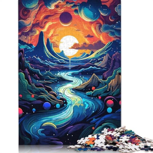 Puzzle mit 1000 Teilen Lernspiele farbenfrohes psychedelisches Sternennacht-Puzzle aus Papier Familienunterhaltungsspielzeug 1000 Teile (38 x 26 cm) von wuzihanptpt