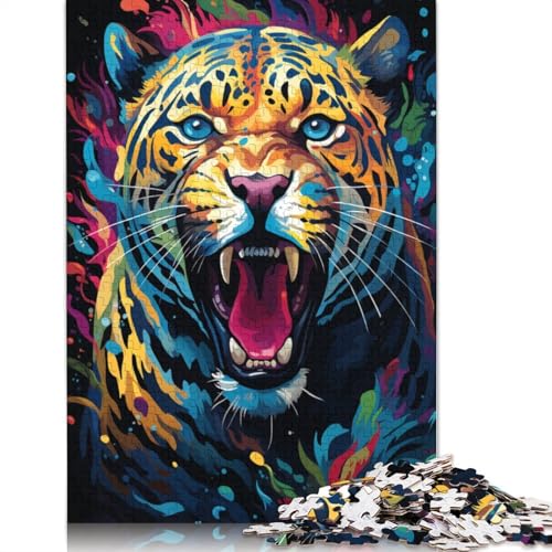 Puzzle mit 1000 Teilen Malerei buntes Leoparden-Puzzle für Erwachsene Holzpuzzle anspruchsvolles Spiel 1000 Teile (75 x 50 cm) von wuzihanptpt