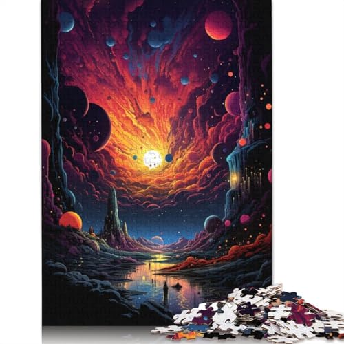 Puzzle mit 1000 Teilen Malerei farbenfrohe Planetenwelt Puzzle Holzpuzzle Lernspielzeug 1000 Teile (75 x 50 cm) von wuzihanptpt