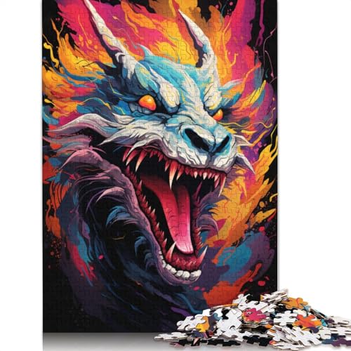 Puzzle mit 1000 Teilen Malerei farbenfrohes Drachen-Puzzle für Erwachsene Holzpuzzle Puzzle praktisches Spiel 1000 Teile (75 x 50 cm) von wuzihanptpt