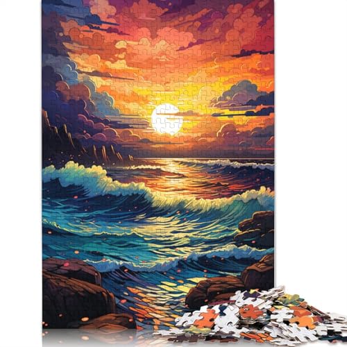 Puzzle mit 1000 Teilen Malerei farbenfrohes Strandpuzzle für Erwachsene Papierpuzzle praktisches Spiel 1000 Teile (38 x 26 cm) von wuzihanptpt