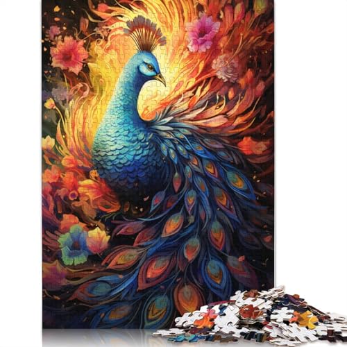 Puzzle mit 1000 Teilen Pfau unter Blumen Puzzle Holzpuzzle Lernspielzeug 1000 Teile (75 x 50 cm) von wuzihanptpt