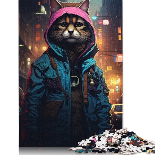 Puzzle mit 1000 Teilen Tiere in Einer regnerischen Nacht Puzzle für Erwachsene Papierpuzzle anspruchsvolles Spiel 1000 Teile (38 x 26 cm) von wuzihanptpt