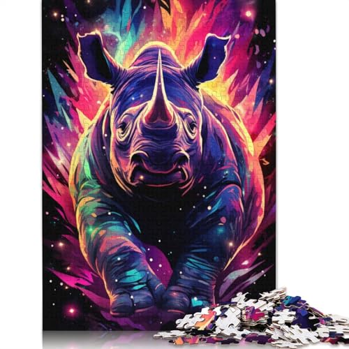 Puzzle mit 1000 Teilen buntes Nashorn-Puzzle für Erwachsene Holzpuzzle Familienspiele 1000 Teile (75 x 50 cm) von wuzihanptpt