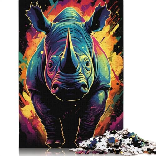 Puzzle mit 1000 Teilen buntes Nashorn-Puzzle für Erwachsene Papierpuzzle praktisches Spiel 1000 Teile (38 x 26 cm) von wuzihanptpt