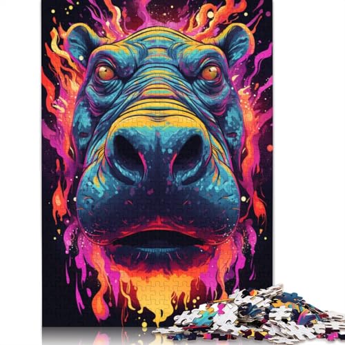 Puzzle mit 1000 Teilen buntes Nilpferd-Puzzle für Erwachsene Holzpuzzle praktisches Spiel 1000 Teile (75 x 50 cm) von wuzihanptpt