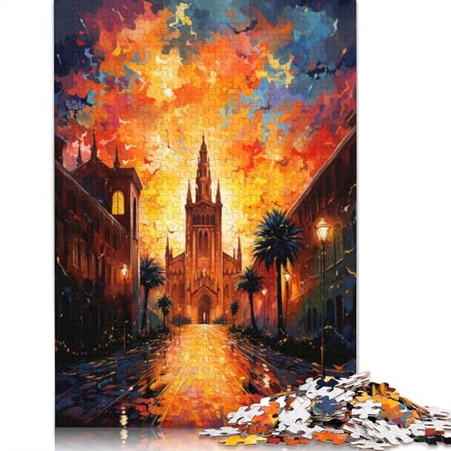 Puzzle mit 1000 Teilen farbenfrohe Psychedelia der Kathedrale von Sevilla Puzzle aus Holz Lernspielzeug 1000 Teile (75 x 50 cm) von wuzihanptpt