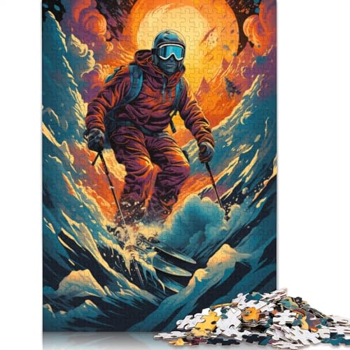 Puzzle mit 1000 Teilen farbenfrohe Psychedelia für Skifahrer Puzzle aus Holz Lernspielzeug 1000 Teile (75 x 50 cm) von wuzihanptpt