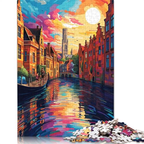 Puzzle mit 1000 Teilen farbenfrohe Psychedelia in Brügge Puzzle für Erwachsene Holzpuzzle anspruchsvolles Spiel 1000 Teile (75 x 50 cm) von wuzihanptpt