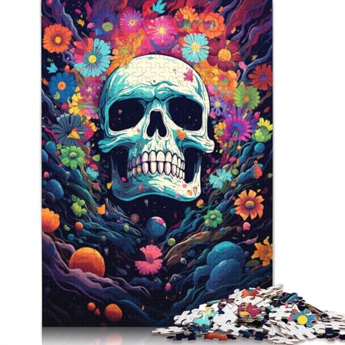 Puzzle mit 1000 Teilen farbenfrohe Psychedelie mysteriöser Totenköpfe Holzpuzzle Familiendekoration 1000 Teile (75 x 50 cm) von wuzihanptpt