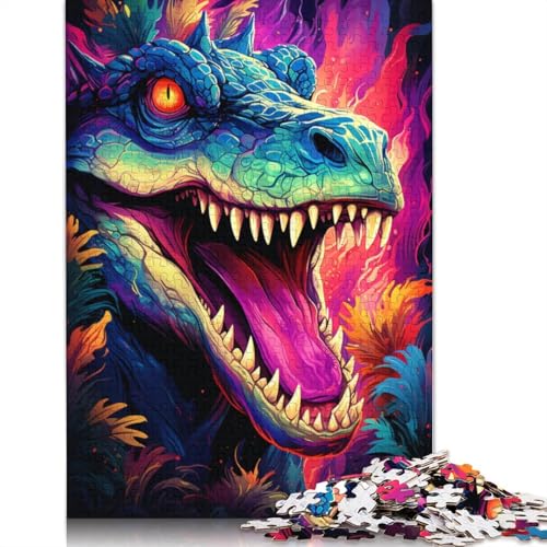 Puzzle mit 1000 Teilen farbenfrohe Zeichnung eines Dinosauriers Holzpuzzle Familiendekoration 1000 Teile (75 x 50 cm) von wuzihanptpt
