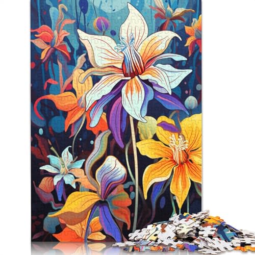 Puzzle mit 1000 Teilen farbenfrohe psychedelische Blumen Puzzle aus Holz Lernspielzeug 1000 Teile (75 x 50 cm) von wuzihanptpt