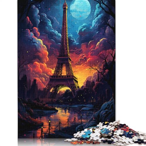 Puzzle mit 1000 Teilen farbenfrohes Eiffelturm-Puzzle für Erwachsene Papierpuzzle anspruchsvolles Spiel 1000 Teile (38 x 26 cm) von wuzihanptpt