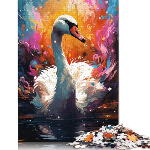 Puzzle mit 1000 Teilen farbenfrohes Fantasie-Schwanen-Puzzle für Erwachsene Holzpuzzle anspruchsvolles Spiel 1000 Teile (75 x 50 cm) von wuzihanptpt