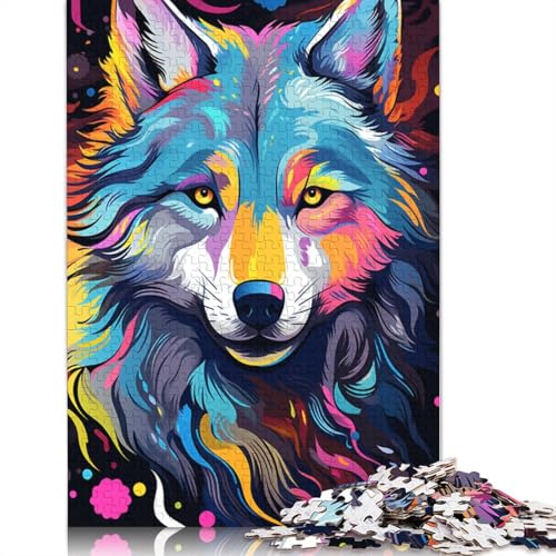 Puzzle mit 1000 Teilen farbenfrohes Gekritzel-Wolf-Puzzle für Erwachsene Holzpuzzle anspruchsvolles Spiel 1000 Teile (75 x 50 cm) von wuzihanptpt