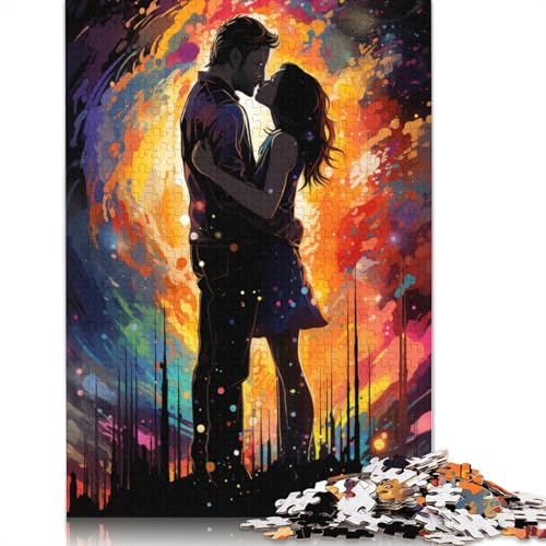 Puzzle mit 1000 Teilen farbenfrohes Gemälde Paar-Puzzle für Erwachsene Holzpuzzle anspruchsvolles Spiel 1000 Teile (75 x 50 cm) von wuzihanptpt