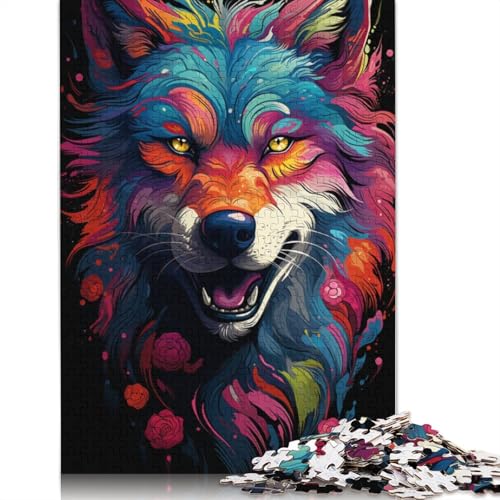 Puzzle mit 1000 Teilen farbenfrohes Gemälde Wolfspuzzle für Erwachsene Papierpuzzle Puzzle praktisches Spiel 1000 Teile (38 x 26 cm) von wuzihanptpt