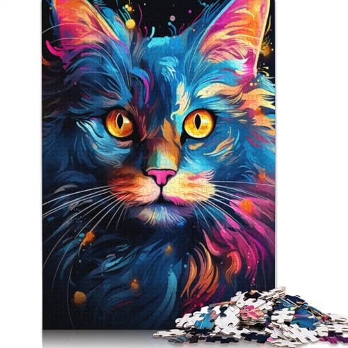 Puzzle mit 1000 Teilen farbenfrohes Katzen-Kunstpuzzle für Erwachsene Papierpuzzle anspruchsvolles Spiel 1000 Teile (38 x 26 cm) von wuzihanptpt