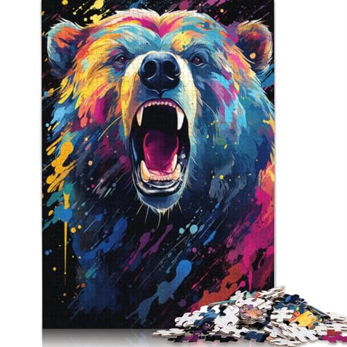 Puzzle mit 1000 Teilen farbenfrohes Kunst-Bären-Puzzle für Erwachsene Holzpuzzle Puzzle praktisches Spiel 1000 Teile (75 x 50 cm) von wuzihanptpt