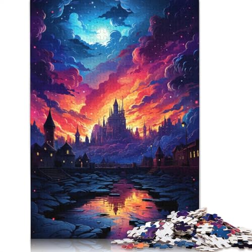 Puzzle mit 1000 Teilen farbenfrohes Nachtschloss-Puzzle für Erwachsene Papierpuzzle anspruchsvolles Spiel 1000 Teile (38 x 26 cm) von wuzihanptpt