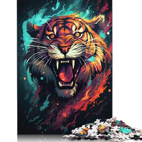 Puzzle mit 1000 Teilen farbenfrohes Tiger-Puzzle für Erwachsene Papierpuzzle praktisches Spiel 1000 Teile (38 x 26 cm) von wuzihanptpt