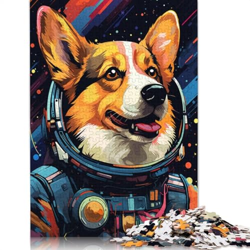 Puzzle mit 1000 Teilen farbenfrohes Weltraum-Corgi-Hunde-Puzzle für Erwachsene Holzpuzzle Familienspiele 1000 Teile (75 x 50 cm) von wuzihanptpt