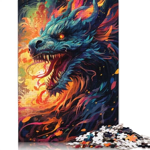 Puzzle mit 1000 Teilen farbenfrohes chinesisches Drachen-Puzzle Holzpuzzle Lernspielzeug 1000 Teile (75 x 50 cm) von wuzihanptpt