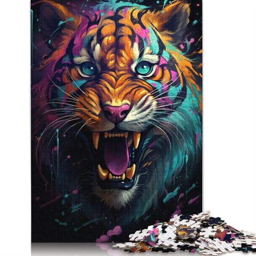 Puzzle mit 1000 Teilen farbenfrohes künstlerisches Tiger-Puzzle für Erwachsene Papierpuzzle praktisches Spiel 1000 Teile (38 x 26 cm) von wuzihanptpt