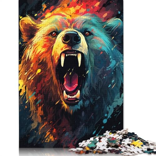 Puzzle mit 1000 Teilen farbenfrohes psychedelisches Bären-Puzzle für Erwachsene Papierpuzzle praktisches Spiel 1000 Teile (38 x 26 cm) von wuzihanptpt
