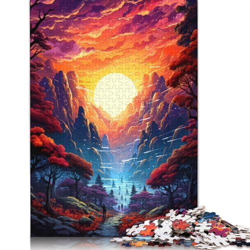 Puzzle mit 1000 Teilen farbenfrohes psychedelisches Fantasie-Landschaftspuzzle Holzpuzzle Familiendekoration 1000 Teile (75 x 50 cm) von wuzihanptpt