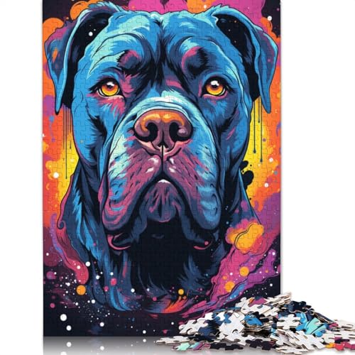 Puzzle mit 1000 Teilen farbenfrohes psychedelisches Gemälde Hunde-Puzzle für Erwachsene Holzpuzzle interessantes Puzzle zur Stressreduzierung 1000 Teile (75 x 50 cm) von wuzihanptpt