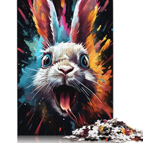 Puzzle mit 1000 Teilen farbenfrohes psychedelisches Kaninchen-Puzzle für Erwachsene Papierpuzzle anspruchsvolles Spiel 1000 Teile (38 x 26 cm) von wuzihanptpt