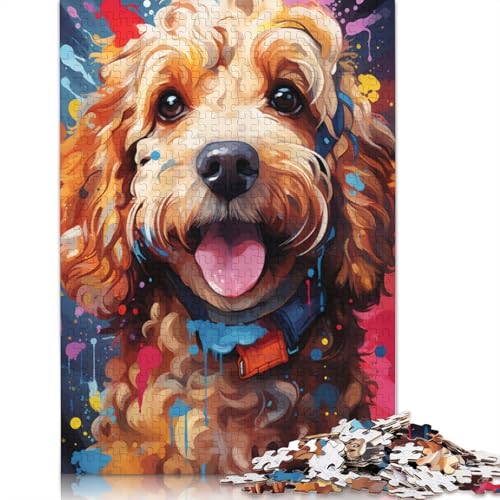 Puzzle mit 1000 Teilen farbenfrohes psychedelisches Pudel-Gemälde Puzzle für Erwachsene Holzpuzzle anspruchsvolles Spiel 1000 Teile (75 x 50 cm) von wuzihanptpt