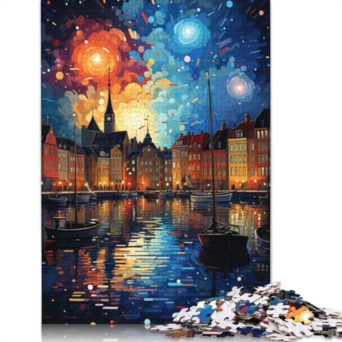 Puzzle mit 1000 Teilen farbenfrohes psychedelisches Stadtpuzzle für Erwachsene Papierpuzzle praktisches Spiel 1000 Teile (38 x 26 cm) von wuzihanptpt