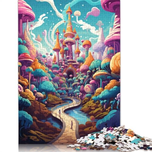 Puzzle mit 1000 Teilen farbenfrohes psychedelisches Süßigkeitenschloss-Puzzle für Erwachsene Papierpuzzle anspruchsvolles Spiel 1000 Teile (38 x 26 cm) von wuzihanptpt