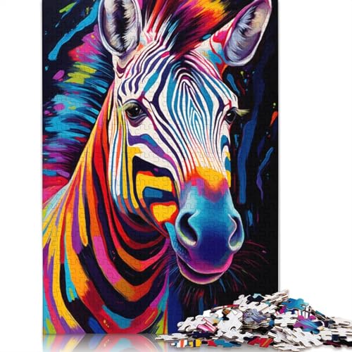 Puzzle mit 1000 Teilen farbenfrohes psychedelisches Tier-Zebra-Puzzle für Erwachsene Holzpuzzle anspruchsvolles Spiel 1000 Teile (75 x 50 cm) von wuzihanptpt