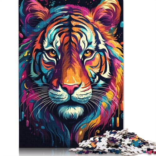 Puzzle mit 1000 Teilen farbenfrohes psychedelisches Tiger-Puzzle für Kinder Holzpuzzle für Familienspaß und Spieleabend 1000 Teile (75 x 50 cm) von wuzihanptpt