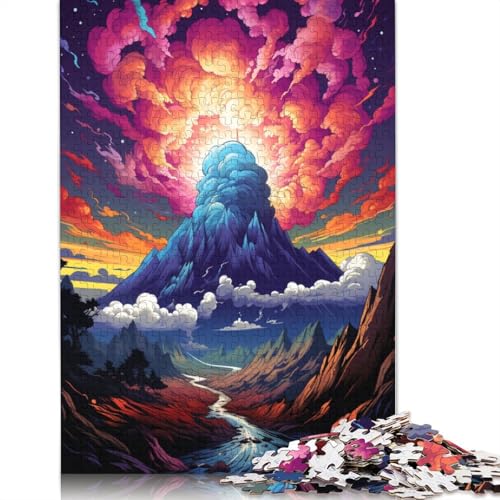 Puzzle mit 1000 Teilen farbenfrohes psychedelisches Vulkan-Puzzle Holzpuzzle Lernspielzeug 1000 Teile (75 x 50 cm) von wuzihanptpt