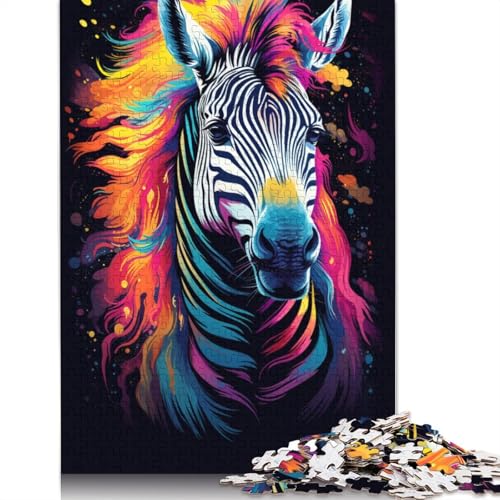 Puzzle mit 1000 Teilen farbenfrohes psychedelisches Zebra-Puzzle für Erwachsene Papierpuzzle anspruchsvolles Spiel 1000 Teile (38 x 26 cm) von wuzihanptpt