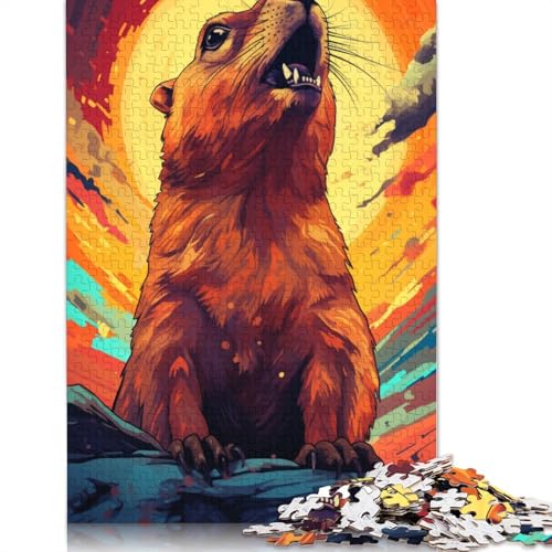 Puzzle mit 1000 Teilen farbiges Murmeltier-Puzzle für Erwachsene Papierpuzzle anspruchsvolles Spiel 1000 Teile (38 x 26 cm) von wuzihanptpt