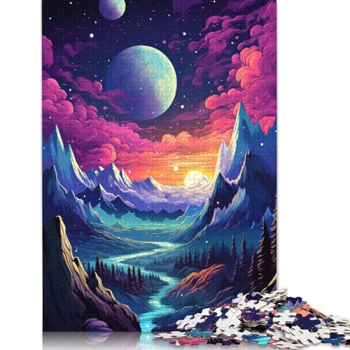 Puzzle mit 1000 Teilen für Erwachsene „Die farbenfrohe Psychedelie des kosmischen Berges“ Puzzle für Erwachsene Papierpuzzle Lernspiele für Erwachsene und Kinder 1000 Teile (38 x 26 cm) von wuzihanptpt
