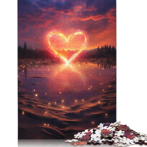 Puzzle mit 1000 Teilen für Erwachsene „Herz am Strand“ Puzzle für Erwachsene aus Papier Puzzle – anspruchsvolles Spiel 1000 Teile (38 x 26 cm) von wuzihanptpt