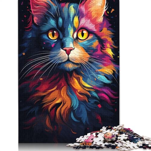 Puzzle mit 1000 Teilen für Erwachsene Bunte getigerte Katze Puzzle für Erwachsene Papierpuzzle anspruchsvolles Spiel 1000 Teile (38 x 26 cm) von wuzihanptpt
