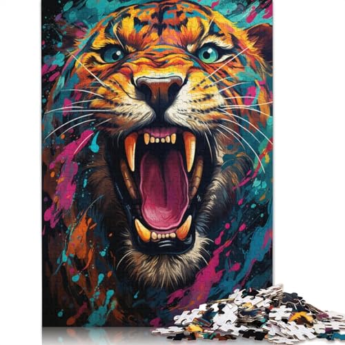 Puzzle mit 1000 Teilen für Erwachsene farbenfrohe Psychedelie mit süßen kleinen kosmischen Leoparden Puzzle für Erwachsene Papierpuzzle Familienspaß Puzzle 1000 Teile (38 x 26 cm) von wuzihanptpt