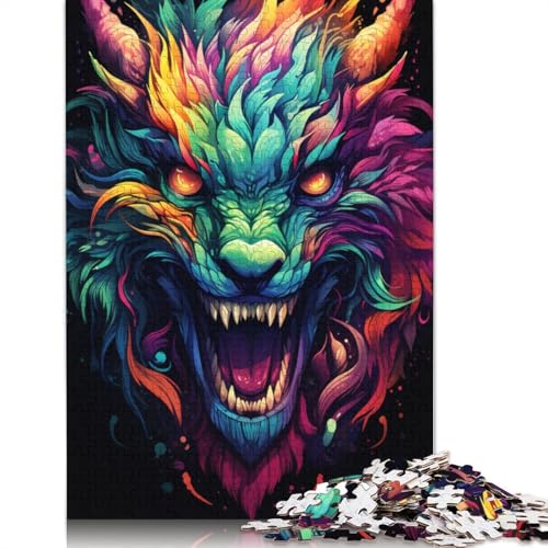 Puzzle mit 1000 Teilen für Erwachsene farbenfrohes psychedelisches Drachen-Puzzle für Erwachsene Papierpuzzle anspruchsvolles Spiel 1000 Teile (38 x 26 cm) von wuzihanptpt
