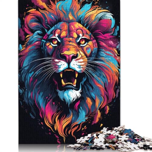 Puzzle mit 1000 Teilen für Erwachsene farbenfrohes psychedelisches Löwen-Puzzle für Erwachsene Holzpuzzle anspruchsvolles Spiel 1000 Teile (75 x 50 cm) von wuzihanptpt