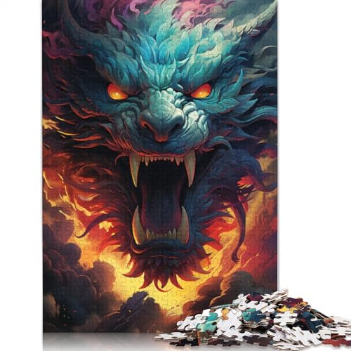 Puzzle mit 1000 Teilen für Erwachsene farbenfrohes psychedelisches asiatisches Drachen-Puzzle für Erwachsene Papierpuzzle Familienspaß Puzzle 1000 Teile (38 x 26 cm) von wuzihanptpt